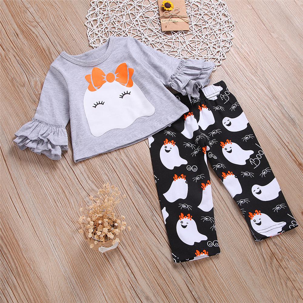 Toddler Girls Cartoon Flared Sleeve Top & Pants Girls Clothing Wholesale - PrettyKid