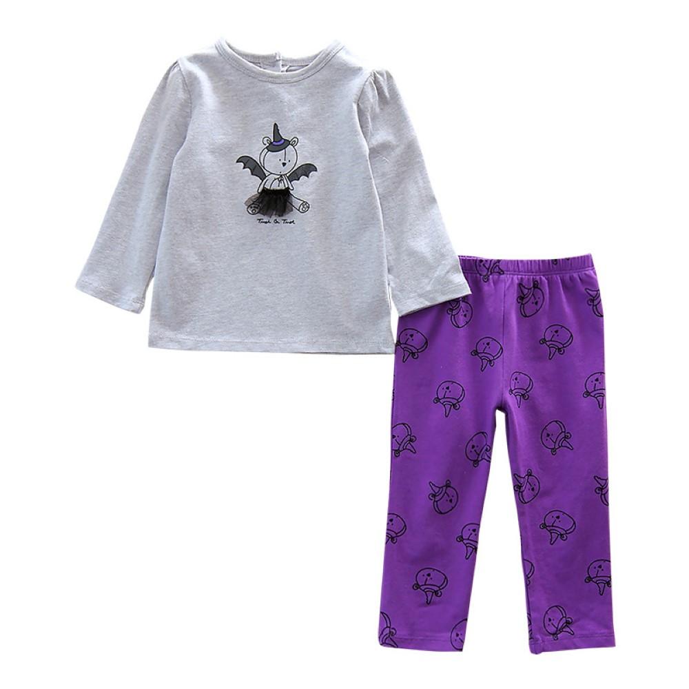 Girls Cartoon Printed Long Sleeve Top & Pants Girls Clothing Wholesale - PrettyKid