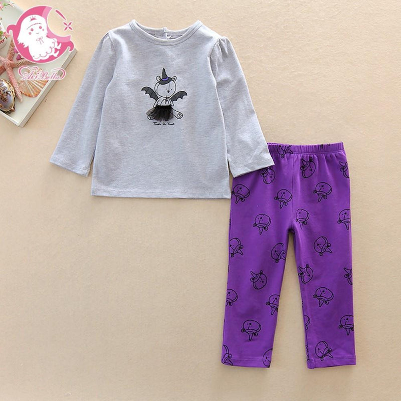 Girls Cartoon Printed Long Sleeve Top & Pants Girls Clothing Wholesale - PrettyKid