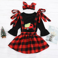 Girls Cartoon Printed Top & Dress & Headband Girls Clothing Wholesale - PrettyKid
