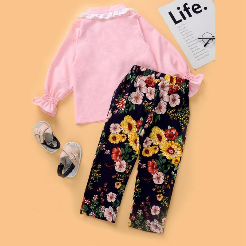 Girls Cute Tops & Floral Pants Wholesale Girl Boutique Clothing - PrettyKid
