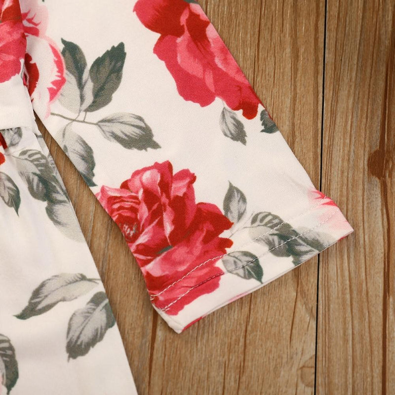 Girls Flowers Printed Long Sleeve Dress & Pants Girls Clothing Wholesalers - PrettyKid