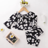 Girls Flowers Printed Top & Pants Girls Clothing Wholesale - PrettyKid