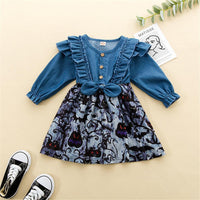 Girls Halloween Bow Decor Dress Girls Dress Wholesale - PrettyKid