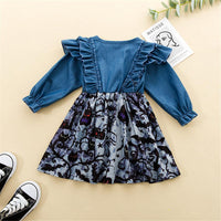 Girls Halloween Bow Decor Dress Girls Dress Wholesale - PrettyKid
