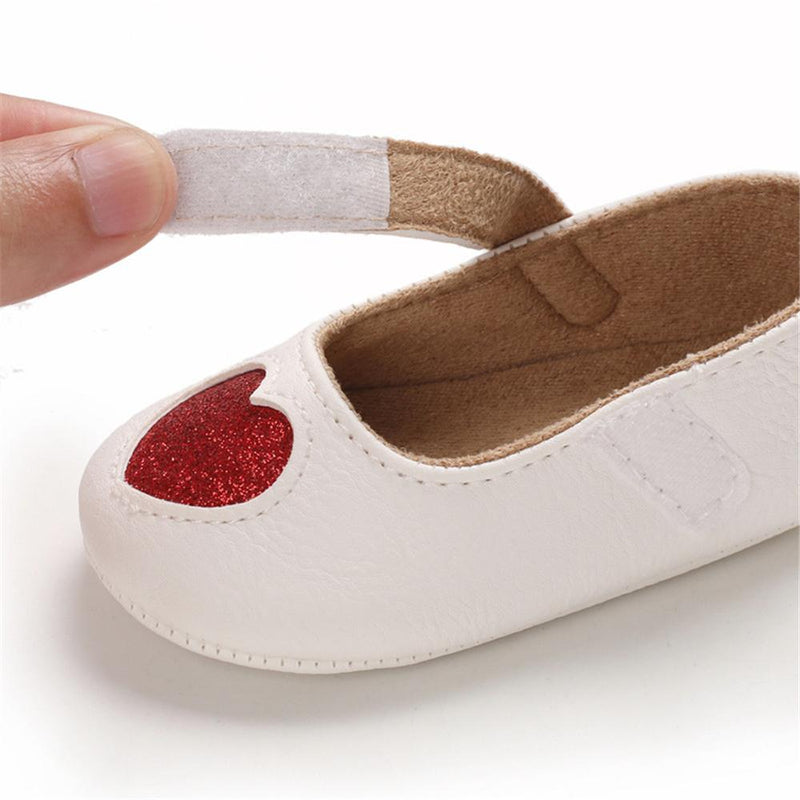 Baby Girls Heart Non-Slip Soft Magic Tape Flats Girls Shoes Wholesale - PrettyKid