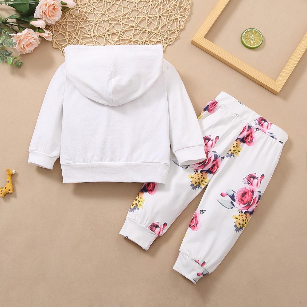 Girls Hooded Flower Printed Top & Pants Girls Clothing Wholesale - PrettyKid