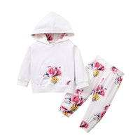 Girls Hooded Flower Printed Top & Pants Girls Clothing Wholesale - PrettyKid