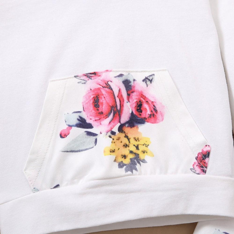 Girls Hooded Flower Printed Top & Pants Girls Clothing Wholesale - PrettyKid