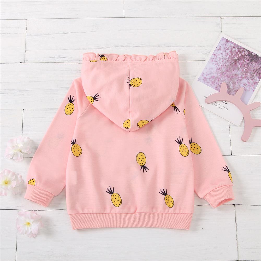 Girls Hooded Pineapple Printed Long Sleeve Top Toddler Girl Wholesale Clothing - PrettyKid