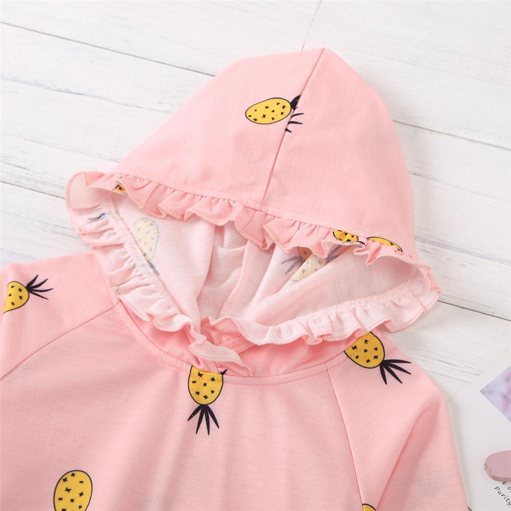 Girls Hooded Pineapple Printed Long Sleeve Top Toddler Girl Wholesale Clothing - PrettyKid