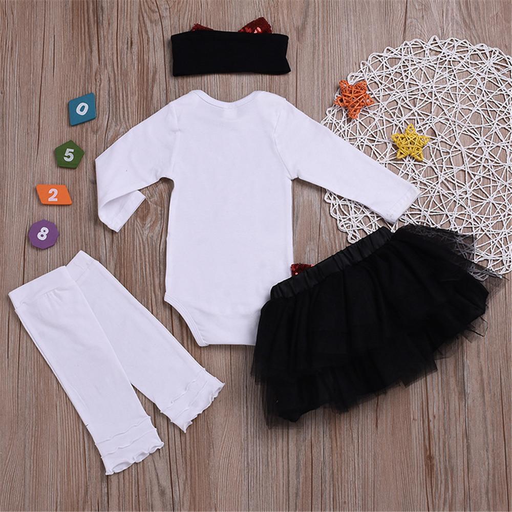 Baby Girls Letter Printed Long Sleeve Tops & Tulle Shirt & Headband & Foot Cover - PrettyKid