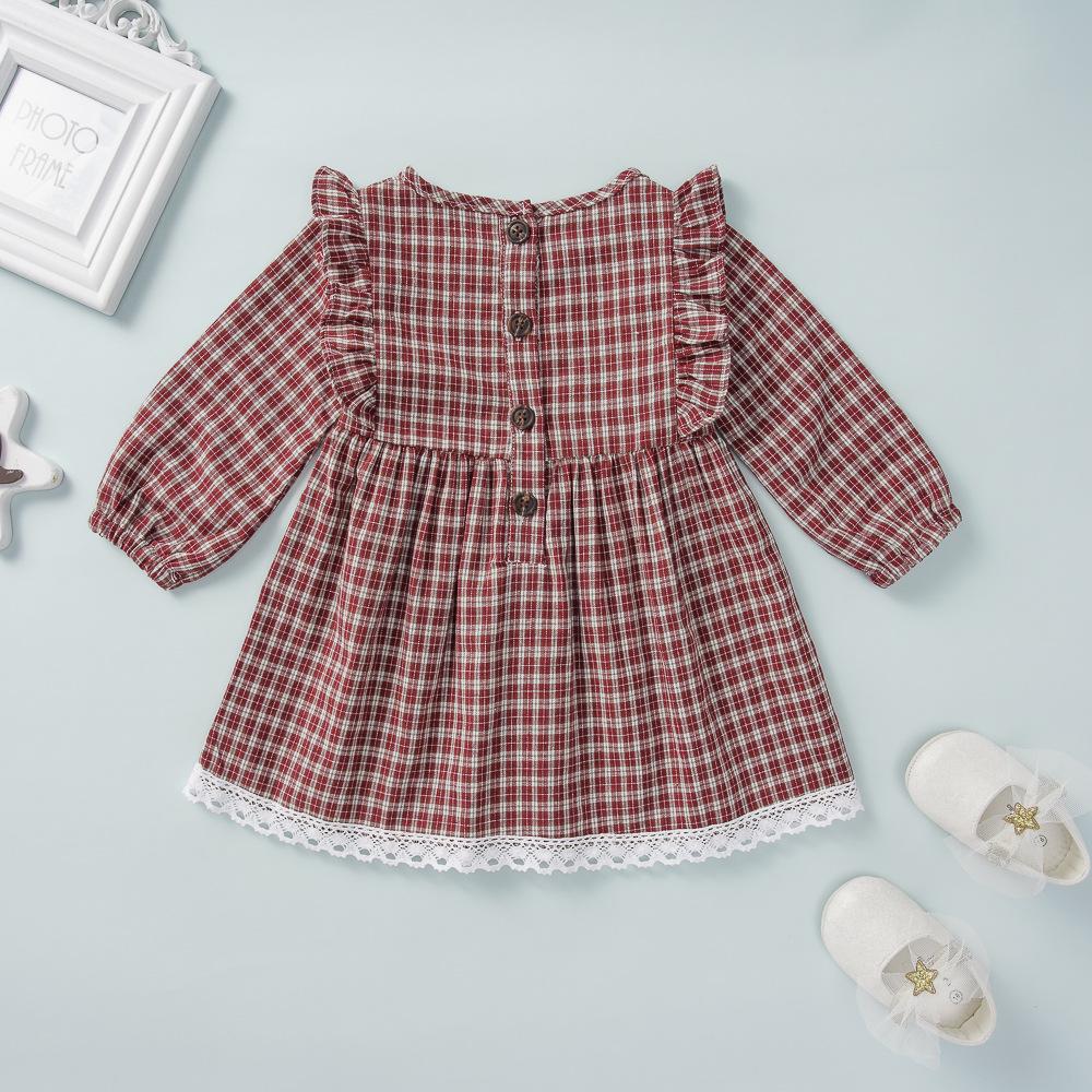 Girls Long Sleeve Casual Plaid A-line Dress Toddler Girls Wholesale - PrettyKid