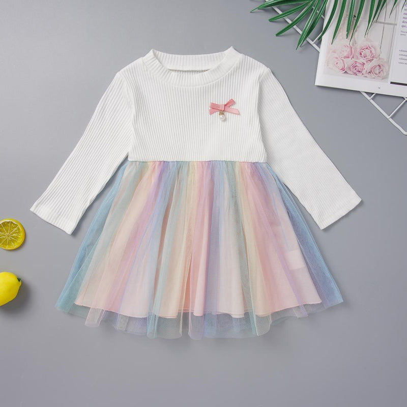 Girls Long Sleeve Cute Mesh Dress Girls Clothing Wholesalers - PrettyKid