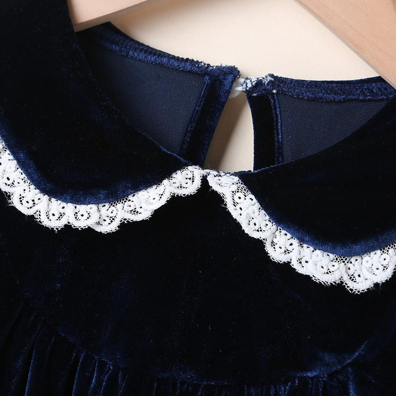 Girls Long Sleeve Doll Collar A-line Dress Wholesale Girl Dresses - PrettyKid