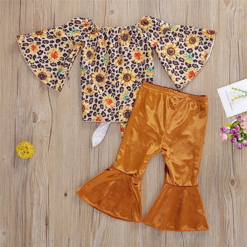 Girls Long Sleeve Floral Tops&Flare Pants Baby Girl Wholesale Boutique - PrettyKid