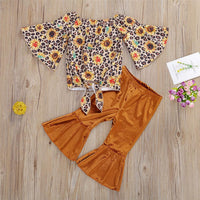 Girls Long Sleeve Floral Tops&Flare Pants Baby Girl Wholesale Boutique - PrettyKid