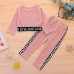 Girls Long Sleeve Letter Printed Top & Pants Wholesale Clothes For Kids - PrettyKid