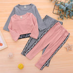 Girls Long Sleeve Letter Printed Top & Pants Wholesale Clothes For Kids - PrettyKid