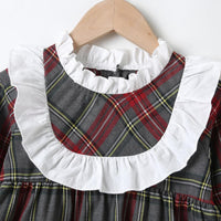 Girls Long Sleeve Plaid A-line Dress Girls Wholesale Dresses - PrettyKid