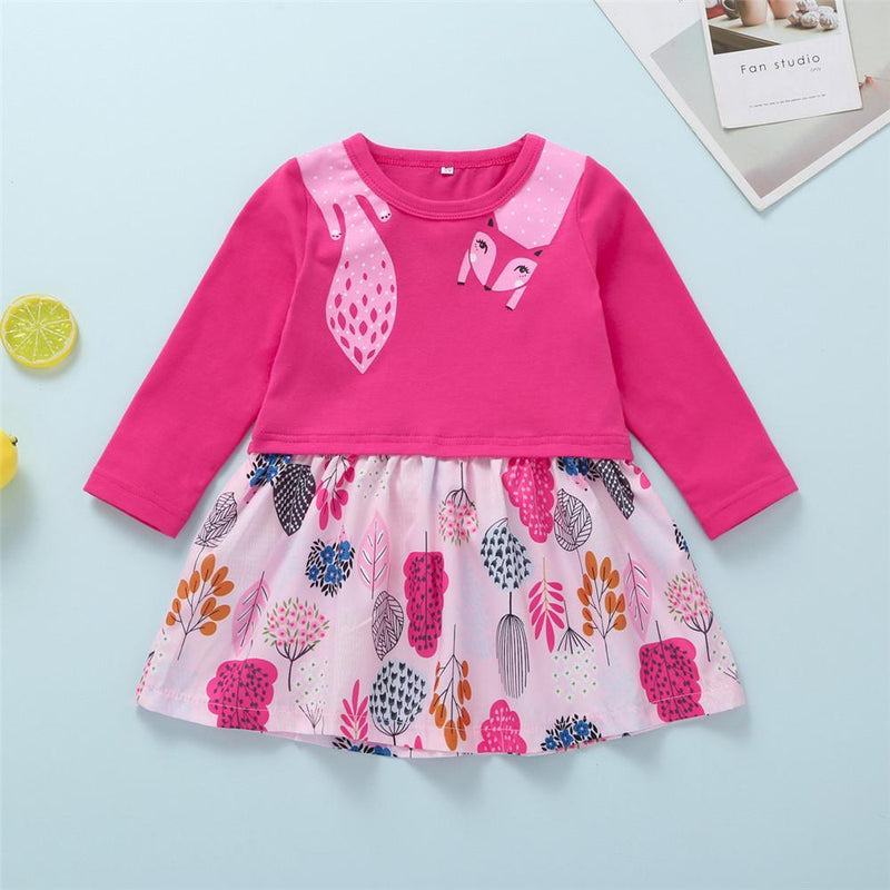 Girls Long Sleeve Printed Casual Dress Baby Girl Wholesale - PrettyKid