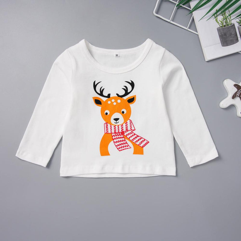 Girls Long Sleeve Printed Elk Top& Stripe Pants Baby Girl Giraffe Clothes - PrettyKid