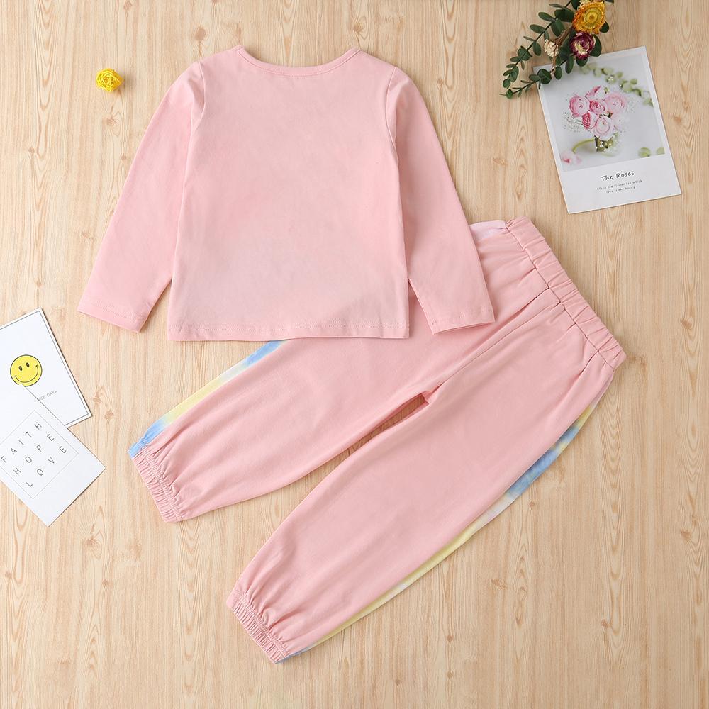 Girls Long Sleeve Printed Letter Stitching Tops&Pants Girls Wholesale Clothing - PrettyKid