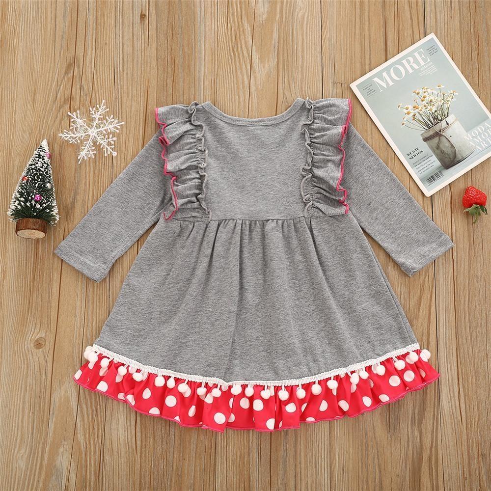 Girls Long Sleeve Printed Snowman Dress Wholesale Girl Boutique Clothing - PrettyKid