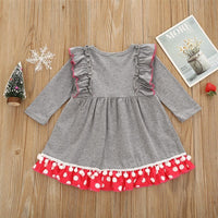 Girls Long Sleeve Printed Snowman Dress Wholesale Girl Boutique Clothing - PrettyKid