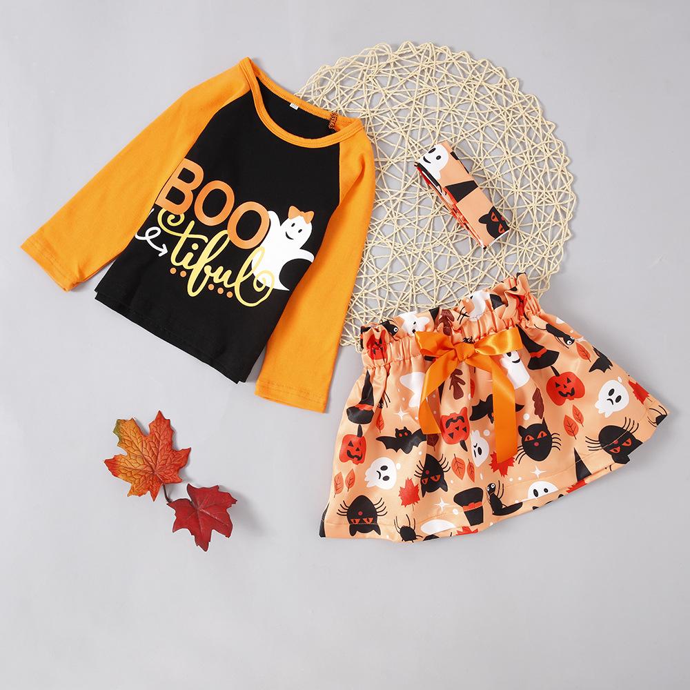 Girls Long Sleeve Printed Tops&Skirt Girl Boutique Clothing Wholesale - PrettyKid