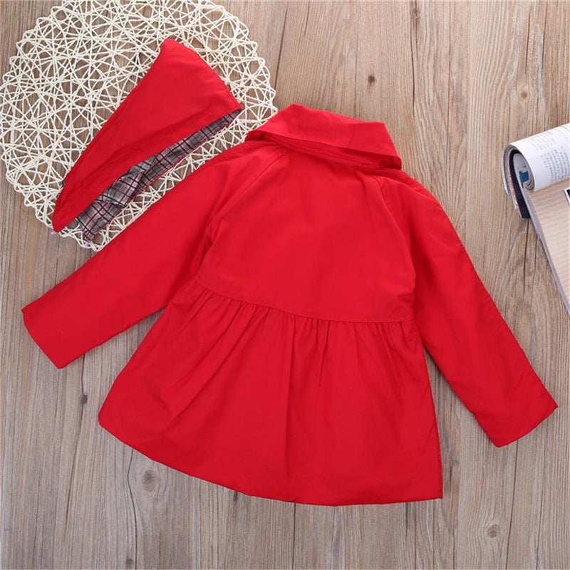 Toddler Girls Solid Button Coat & Removable Hat Wholesale Girls - PrettyKid