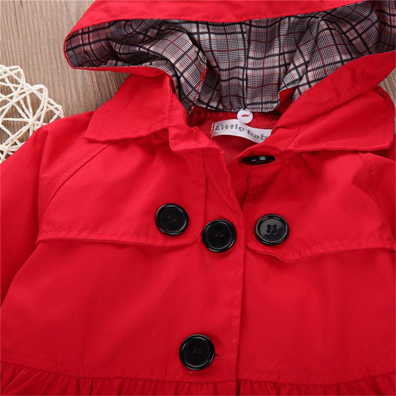 Toddler Girls Solid Button Coat & Removable Hat Wholesale Girls - PrettyKid