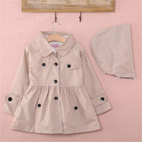 Toddler Girls Solid Button Coat & Removable Hat Wholesale Girls - PrettyKid