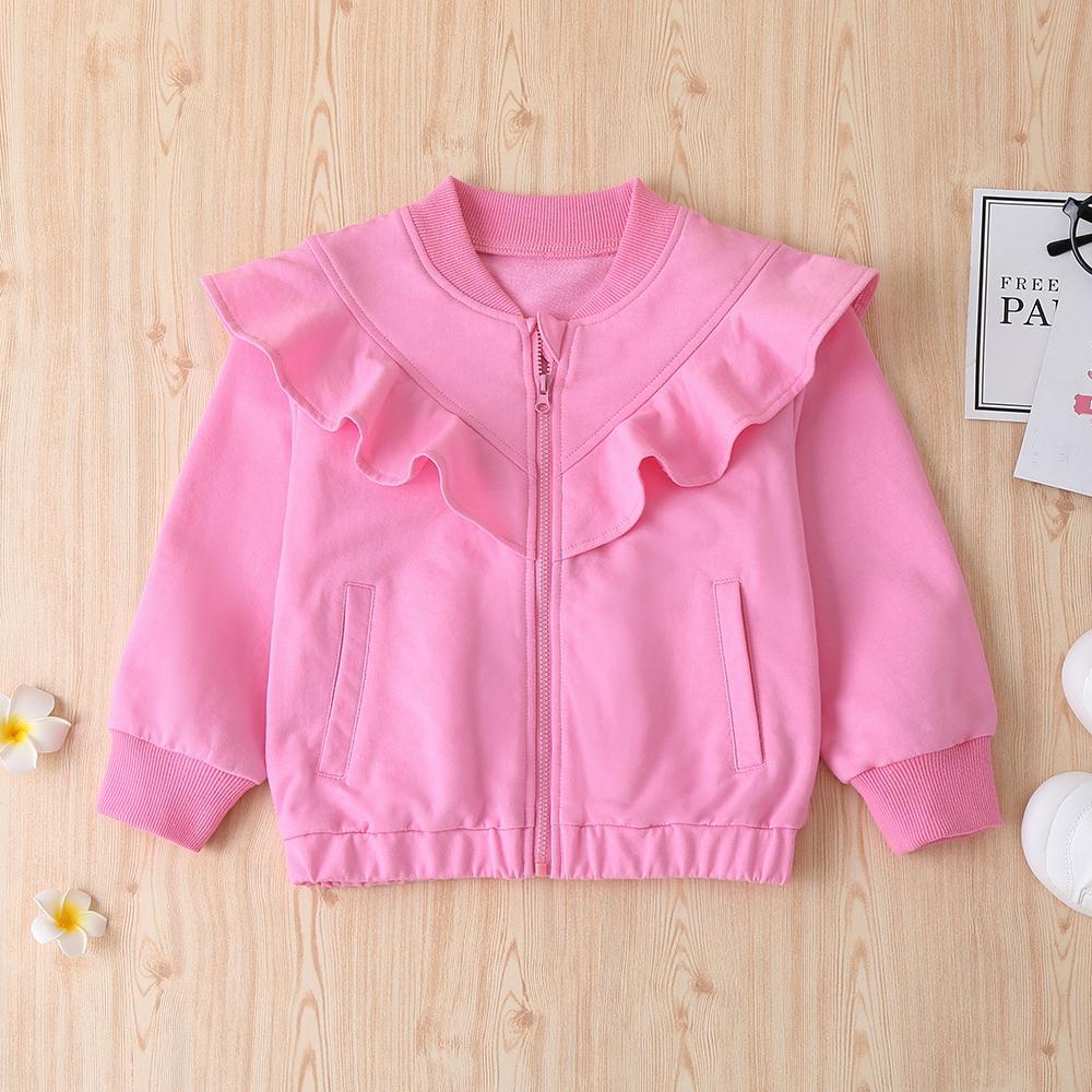 Girls Long Sleeve Solid Color Zipper Coat Wholesale Little Girl Boutique Clothing - PrettyKid