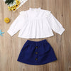 Girls Long Sleeve Tops Shirts&Solid Skirt Little Girl Outfits Little Girl Outfits - PrettyKid