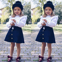 Girls Long Sleeve Tops Shirts&Solid Skirt Little Girl Outfits Little Girl Outfits - PrettyKid