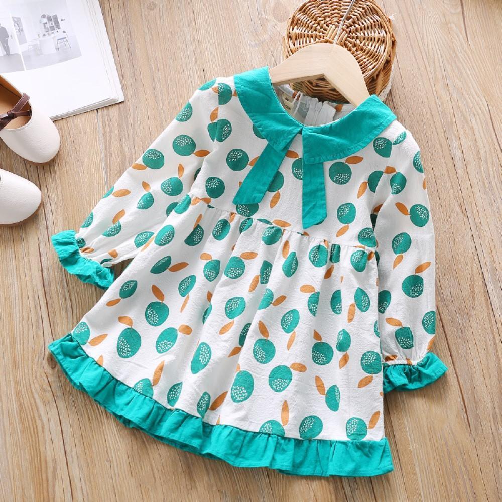 Girls Orange Printed Dress Girls Wholesale Dresses - PrettyKid