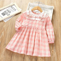 Girls Plaid Long Sleeve Dress Girls Dresses Wholesale - PrettyKid