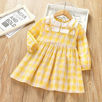 Girls Plaid Long Sleeve Dress Girls Dresses Wholesale - PrettyKid