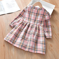 Girls Plaid Long Sleeve Dress Wholesale Little Girls Clothes - PrettyKid