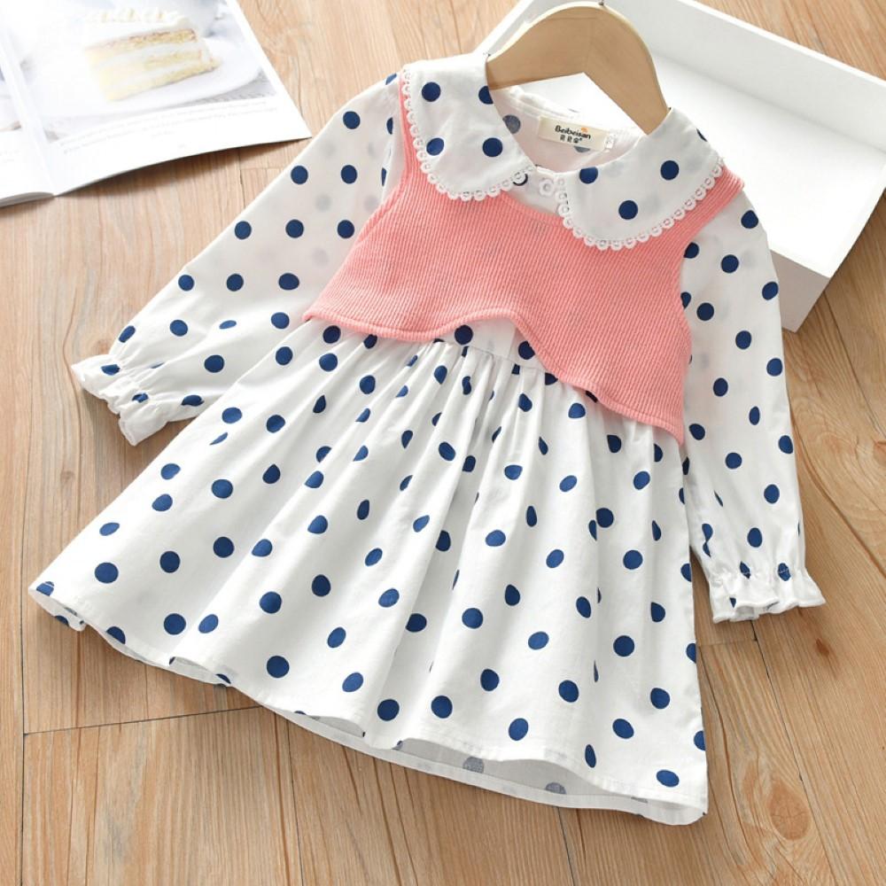 Girls Polka Dot Dress & Vest Baby Girl Wholesale - PrettyKid