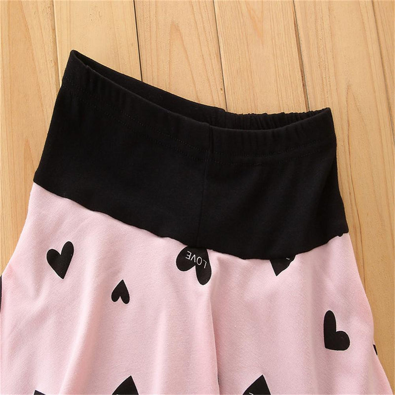 Girls Printed Heart Tops&Solid Pants Girls Wholesale Clothing - PrettyKid