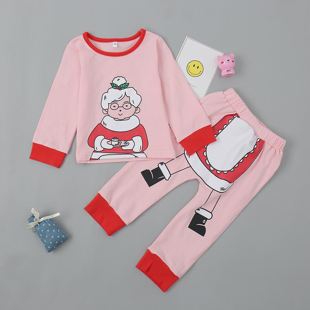 Girls Printed Santa Claus Tops&Pants Wholesale Baby Girl Clothes - PrettyKid