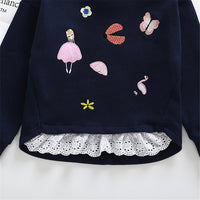 Girls Round Neck Printed Cotton Long Sleeve Tops Girls Boutique Wholesale - PrettyKid