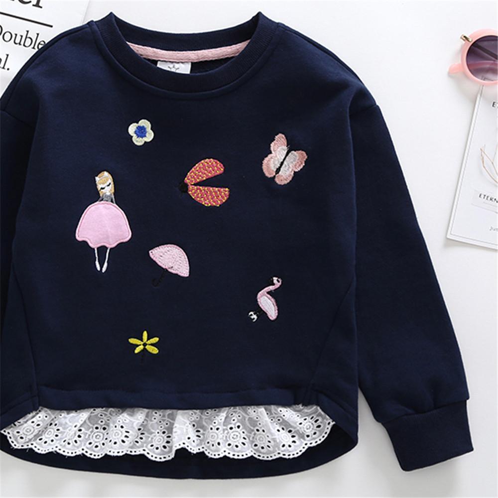 Girls Round Neck Printed Cotton Long Sleeve Tops Girls Boutique Wholesale - PrettyKid
