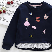Girls Round Neck Printed Cotton Long Sleeve Tops Girls Boutique Wholesale - PrettyKid