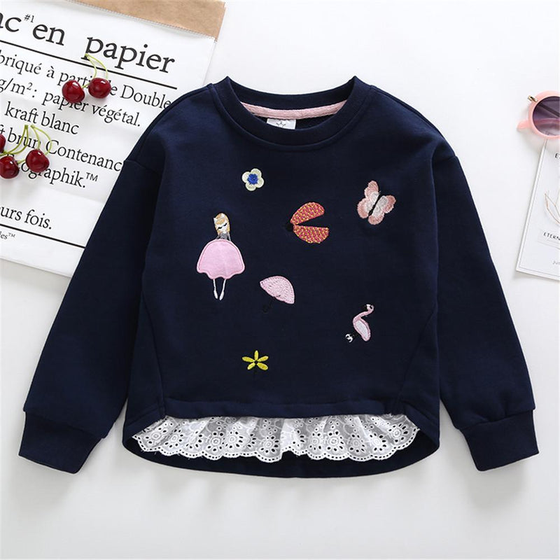 Girls Round Neck Printed Cotton Long Sleeve Tops Girls Boutique Wholesale - PrettyKid