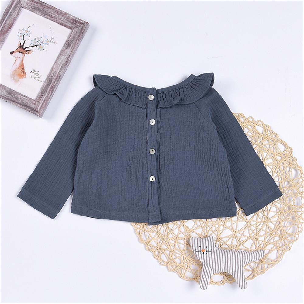 Girls Ruffled Wrinkled Button Blouse - PrettyKid