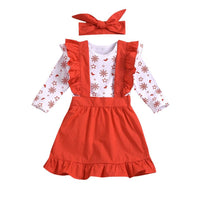 Girls Snowflake Long Sleeve Romper & Gress & Headband Wholesale Girl Clothing - PrettyKid