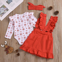 Girls Snowflake Long Sleeve Romper & Gress & Headband Wholesale Girl Clothing - PrettyKid